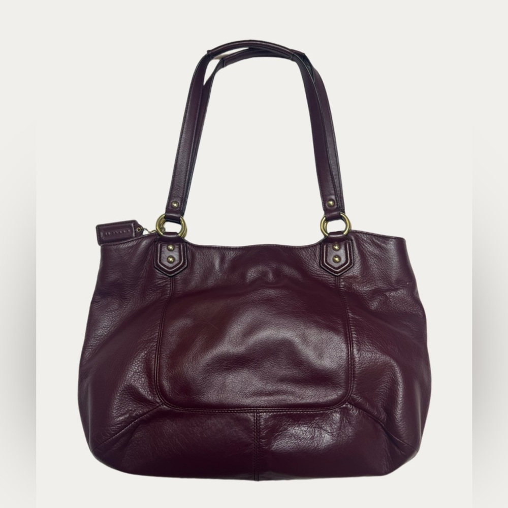 Coach Campbell Belle Bordeaux Burgundy Leather Shoulder Bag Gold Hardware - Picture 2 of 15